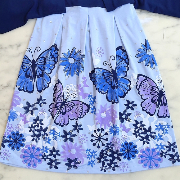 NWOT. Limited Too Rayon/Spandex Multi Color Dress w/flower, butterfly, sparkling - Picture 4 of 4